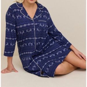 🆕 Blue Fair Isle Soft Button Through Sleep Gown 1 1X 14 16 NWT Torrid New White